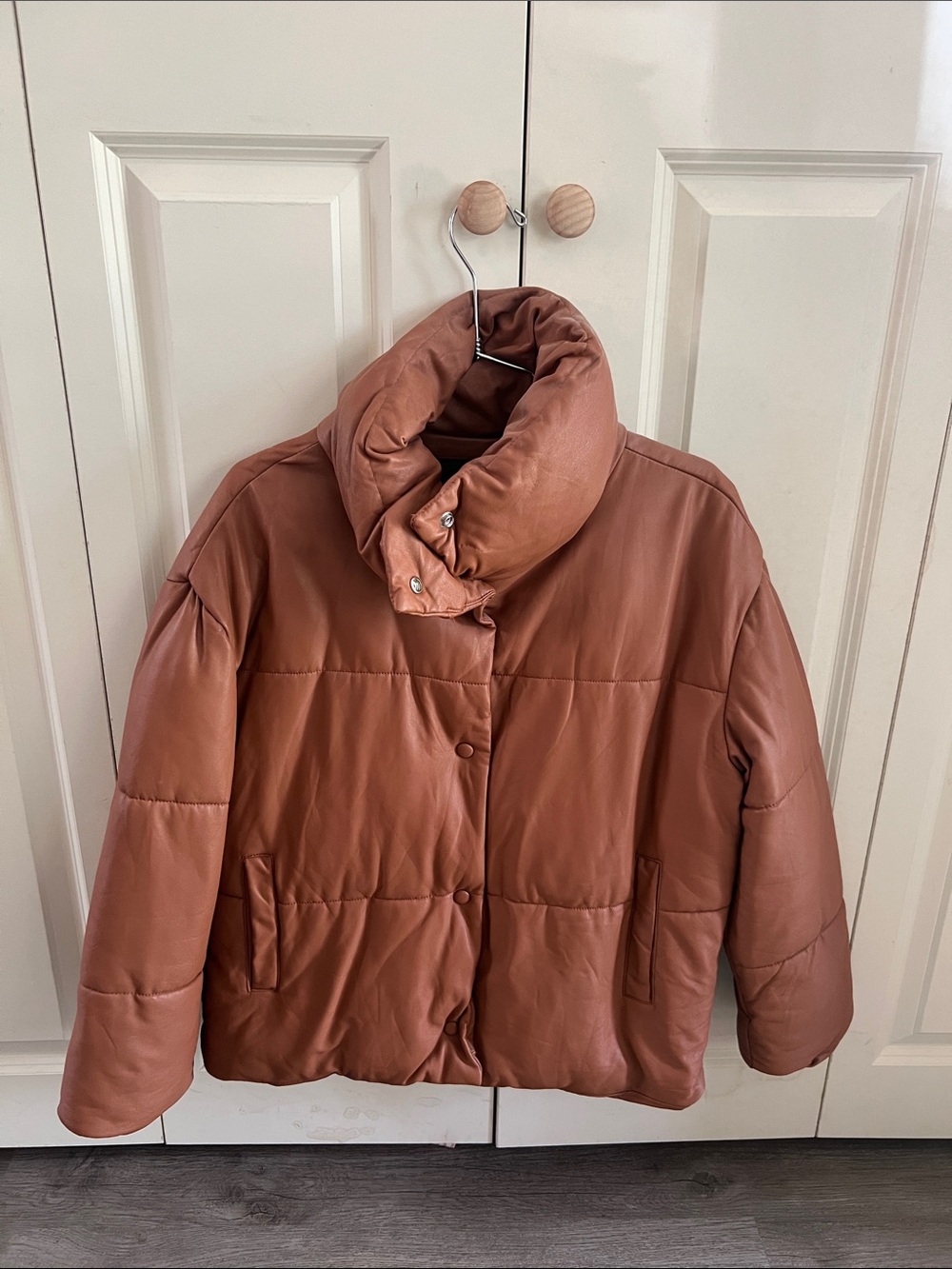 Women's Short Puffer Jacket in Terracotta